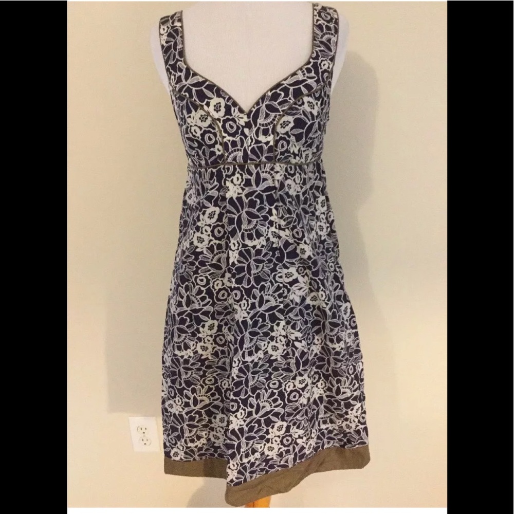 Banana republic navy floral sleeveless dress